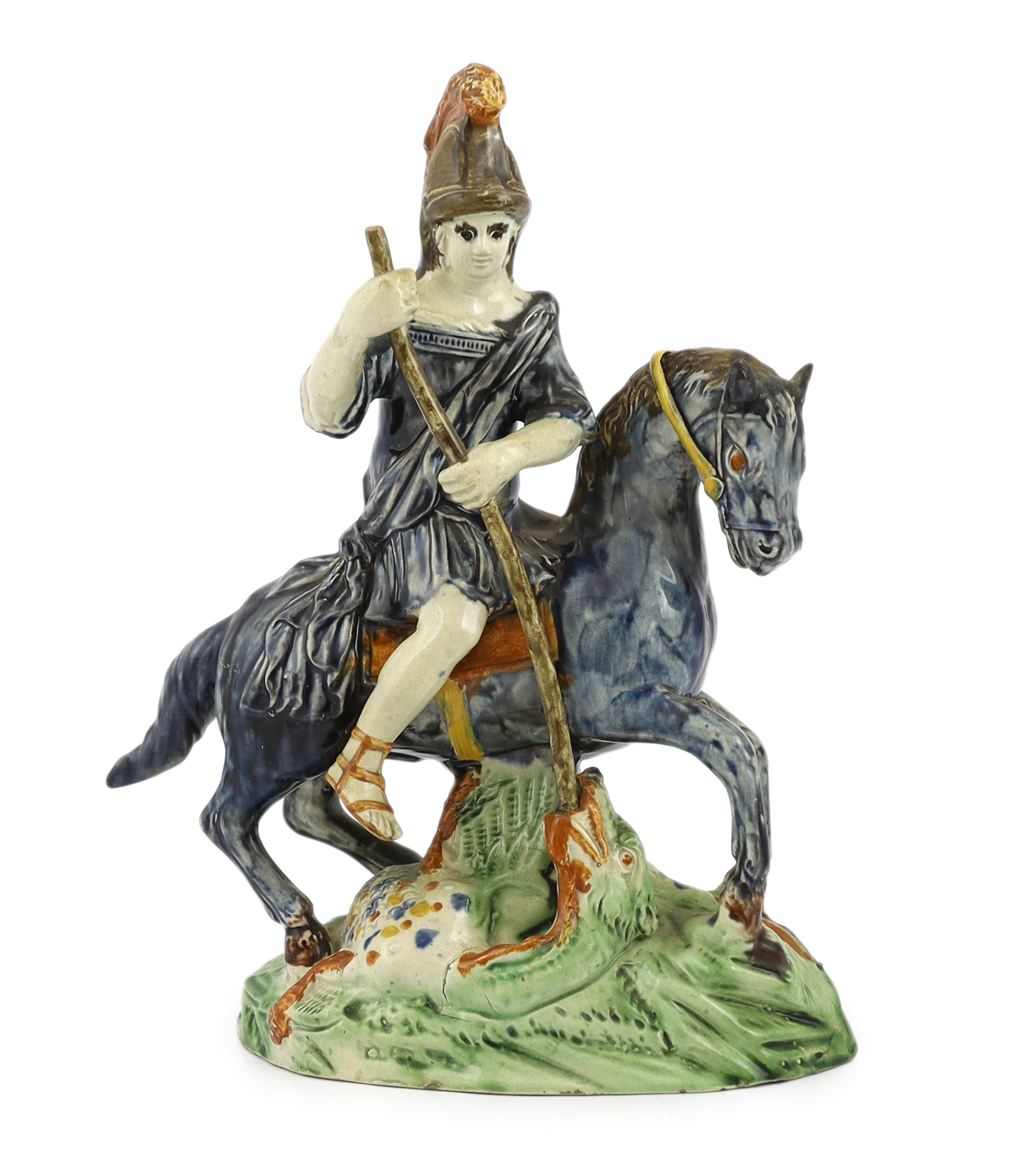 A Ralph Wood group of St. George & The Dragon, c.1795, some restoration